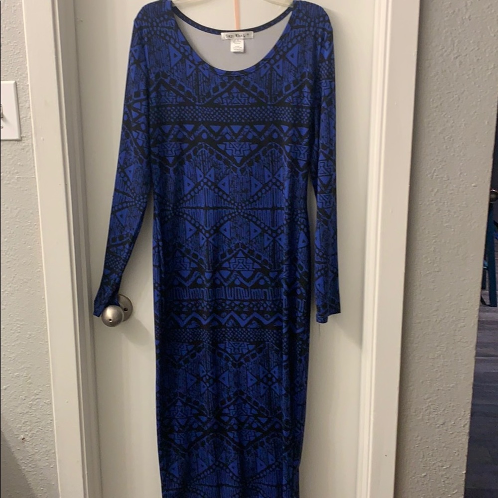 Blue and black Aztec Print Dress